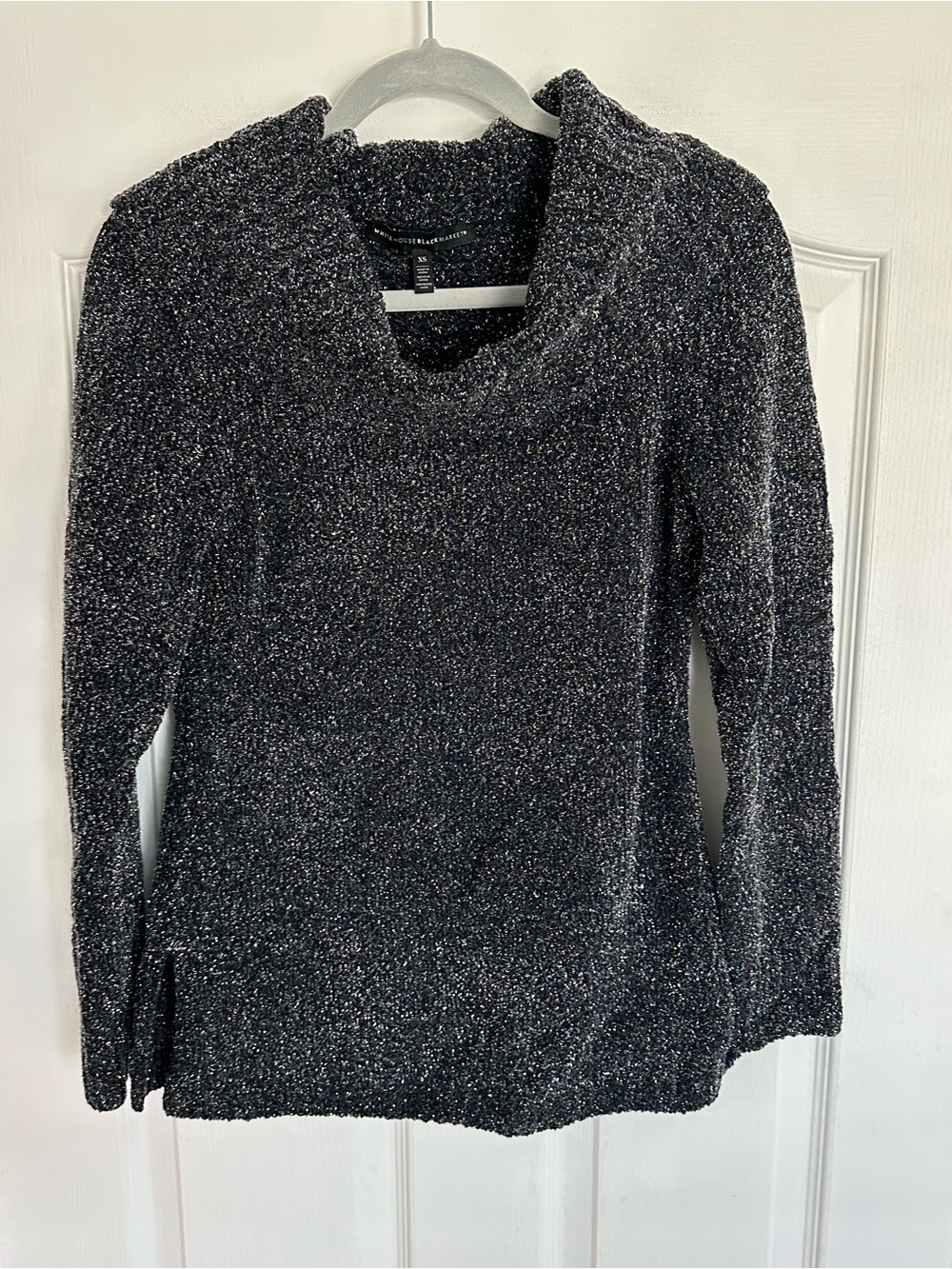 White House Black Market NWOT Black Sparkle Cowl Neck Sweater
